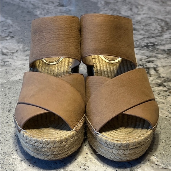 NWOB Kenneth Cole Brown Olivia X Wedge Sandals - Picture 3 of 9